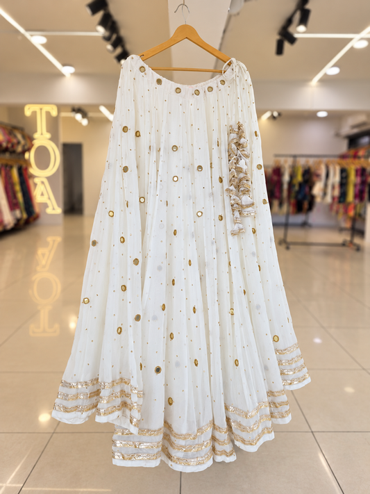 💫Sequins Sitara Mirror Lampi Skirt Only💫-  Safed