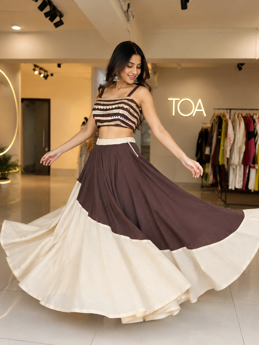 Shades Of Solid - Wave Skirt - Brown to Beige