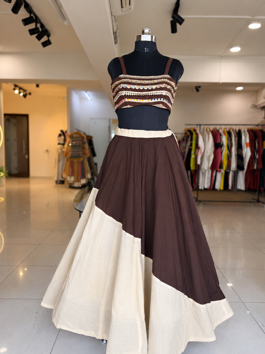 Shades Of Solid - Wave Skirt - Brown to Beige