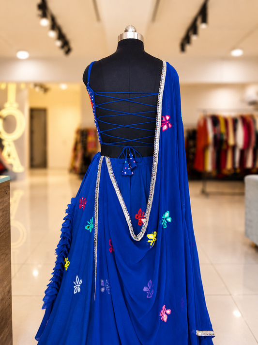 Titli Mirror Pop Up Work Dupatta Only - R Blue