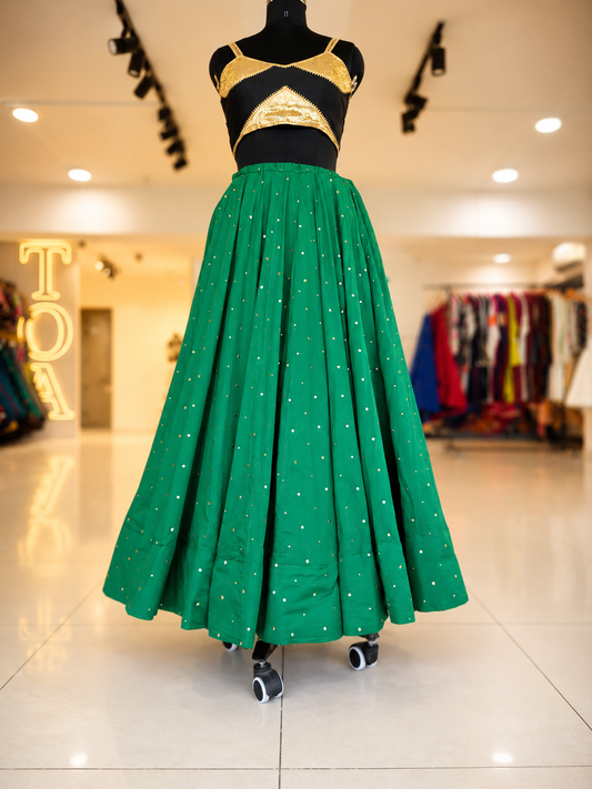 Shades Of Solid - Signature Metallic Dots Skirt -  kaachi keri ( Green )