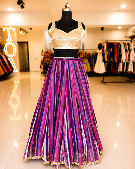 Shades of Stripe Georgette Skirt - PPW