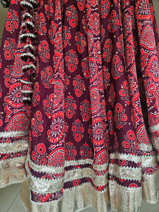 Shades Of Ajrakh Collection - The Mashru Lampi skirt only - WN