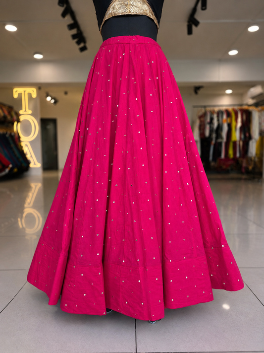 Shades Of Solid - Signature Metallic Dots Skirt -  Rani (Pink)